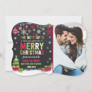 Pregnancy Announcement Christmas Photo Card Red