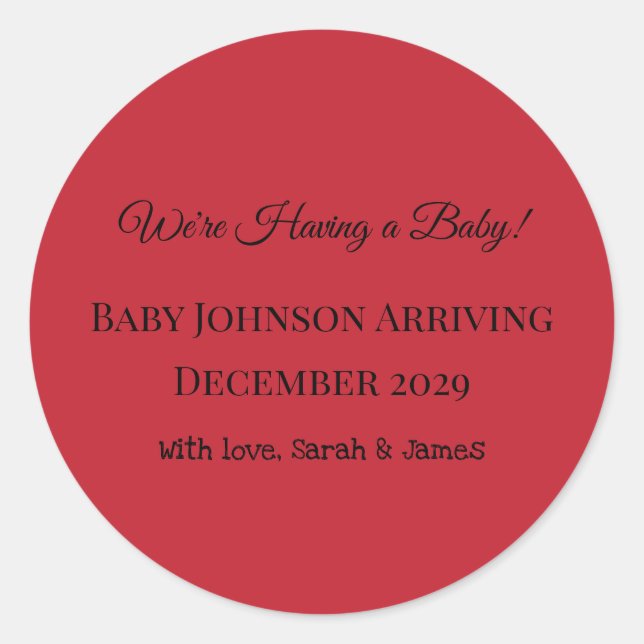 pregnancy announcement! classic round sticker (Front)