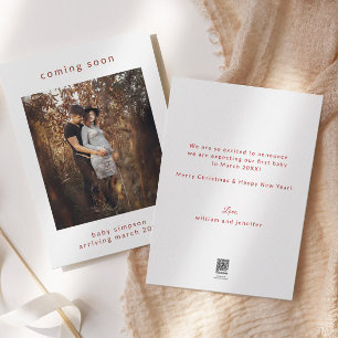 Pregnancy Announcement Coming Soon Holiday Card