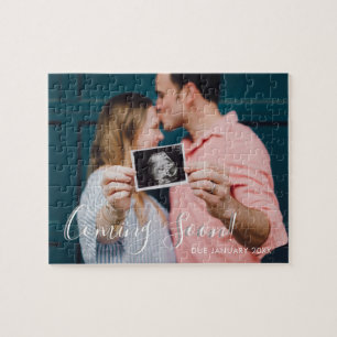 Pregnancy Announcement Coming Soon Script Photo Jigsaw Puzzle