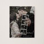 Pregnancy Announcement Coming Soon Script Photo Jigsaw Puzzle<br><div class="desc">Fun way to announce you have a little one on the way. Send out to your family and friends in the mail and give them a lovely surprise.</div>