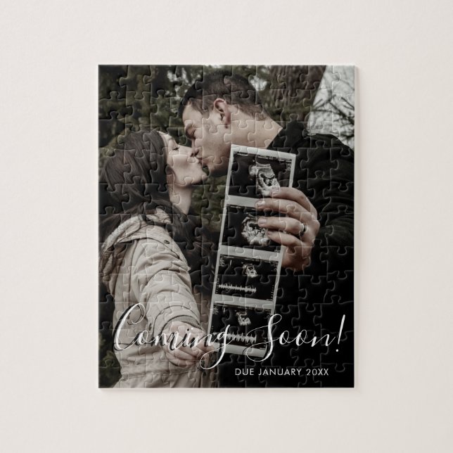 Pregnancy Announcement Coming Soon Script Photo Jigsaw Puzzle (Vertical)
