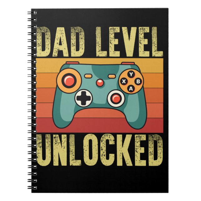 Pregnancy Announcement Dad Level Unlocked New Dad Notebook (Front)