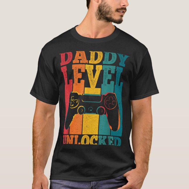 Pregnancy Announcement Dad Level Unlocked New Dadd T-Shirt (Front)