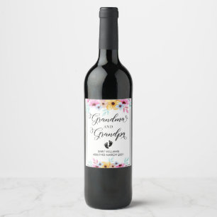 Pregnancy Announcement Floral Wine Label