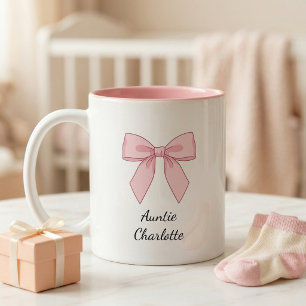 Pregnancy Announcement Gift For Aunt Bow Two-Tone Coffee Mug