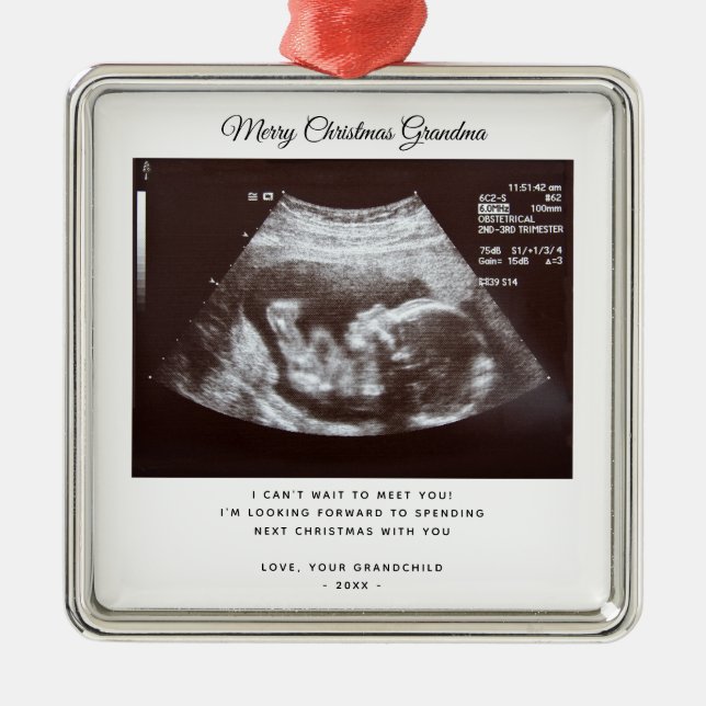 Pregnancy Announcement Grandma Christmas Holiday Metal Ornament (Front)