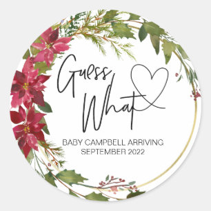 Pregnancy Announcement Guess What Baby Christmas Classic Round Sticker