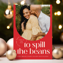 Pregnancy Announcement Holiday Card - Spill Beans