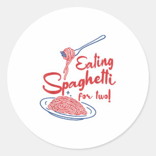 Pregnancy Announcement Italian Mum Eating Spaghett Classic Round Sticker