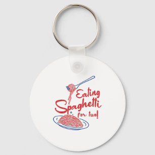 Pregnancy Announcement Italian Mum Eating Spaghett Key Ring