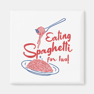 Pregnancy Announcement Italian Mum Eating Spaghett Magnet