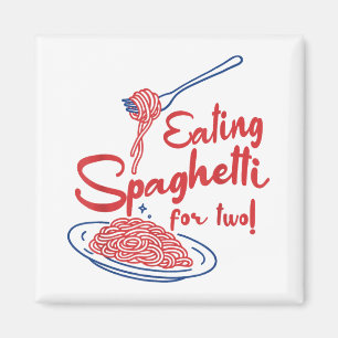 Pregnancy Announcement Italian Mum Eating Spaghett Magnet