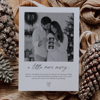 Pregnancy Announcement Merry Handwritten Photo