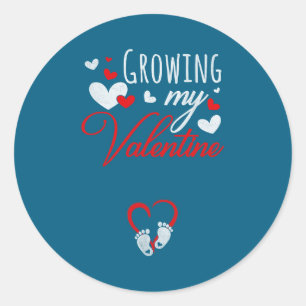 Pregnancy Announcement New Mom Growing My Valentin Classic Round Sticker