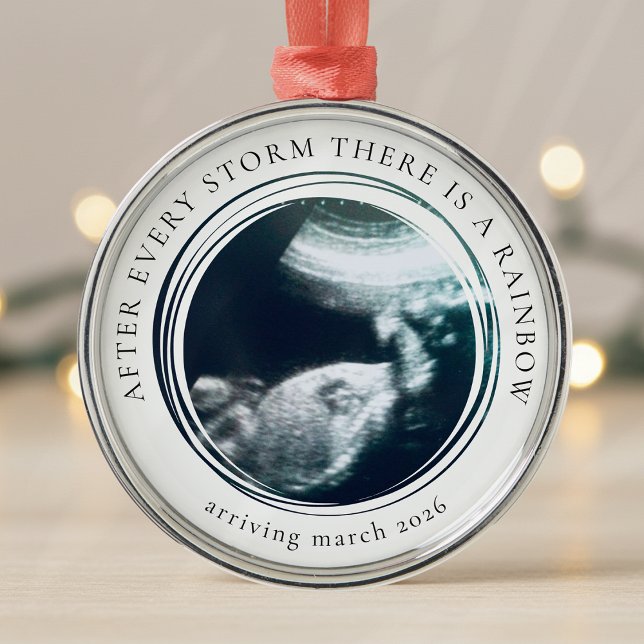 Pregnancy Announcement Photo Keepsake Metal Ornament (Creator Uploaded)