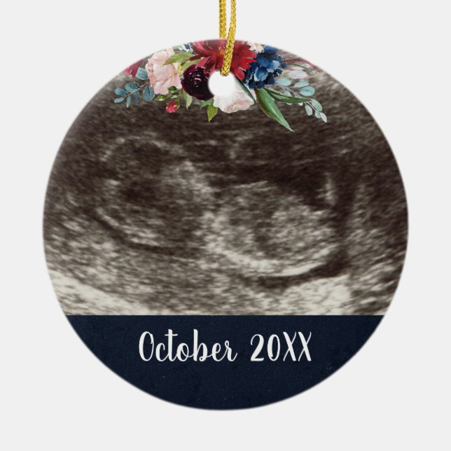 Pregnancy Announcement | Pregnancy Reveal Photo Ceramic Ornament (Front)