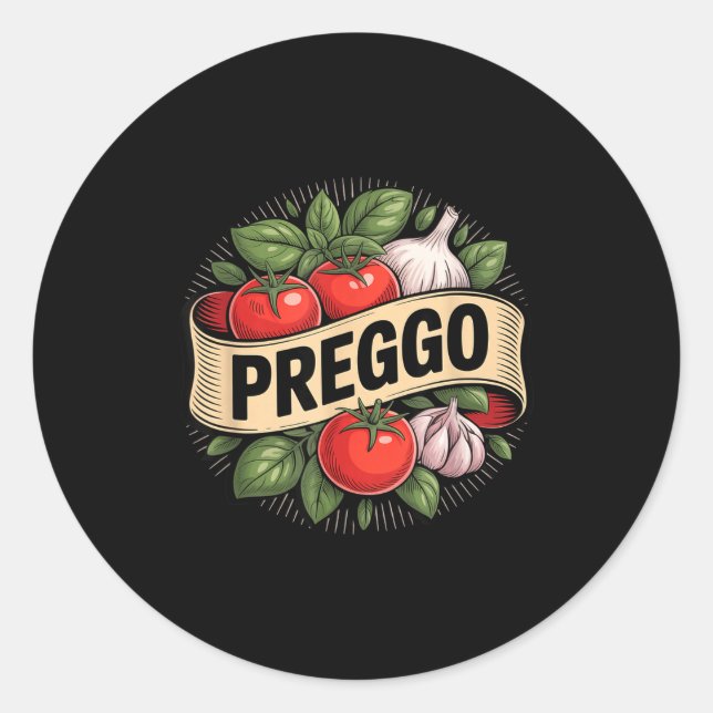 Pregnancy Announcement Prego Pasta Sauce Funny Pre Classic Round Sticker (Front)
