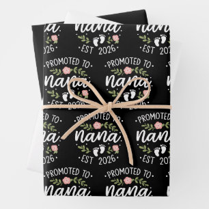 Pregnancy Announcement Promoted to Nana 2026 Wrapping Paper Sheet