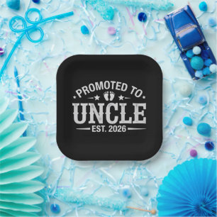 Pregnancy Announcement Promoted to Uncle est. 2026 Paper Plate