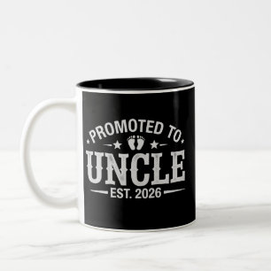 Pregnancy Announcement Promoted to Uncle est. 2026 Two-Tone Coffee Mug