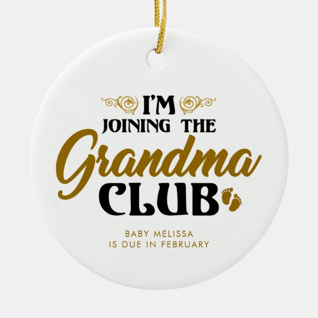 Pregnancy Announcement Sonogram Grandma Keepsake Ceramic Ornament (Front)