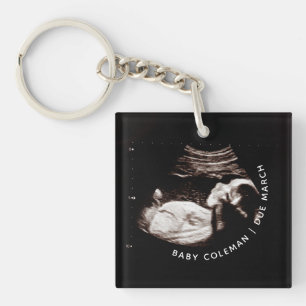 Pregnancy Announcement Sonogram New Arrival Photo Key Ring