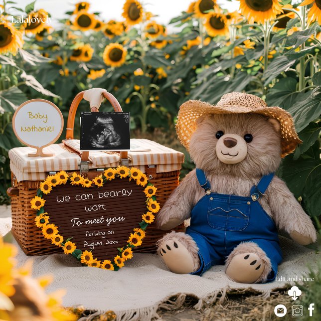 Pregnancy Announcement Sunflower teddy baby reveal (Creator Uploaded)