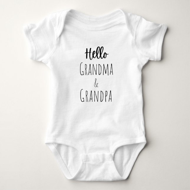 Pregnancy Announcement to Grandparents, hello  Baby Bodysuit (Front)