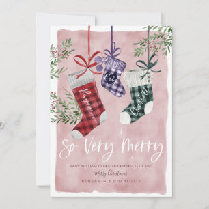 Pregnancy Announcement Watercolor Family Stockings