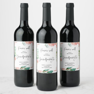 Pregnancy Baby Announcement Grandparents to Be Win Wine Label
