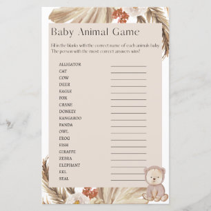 Pregnancy Baby Shower Baby Animal Game