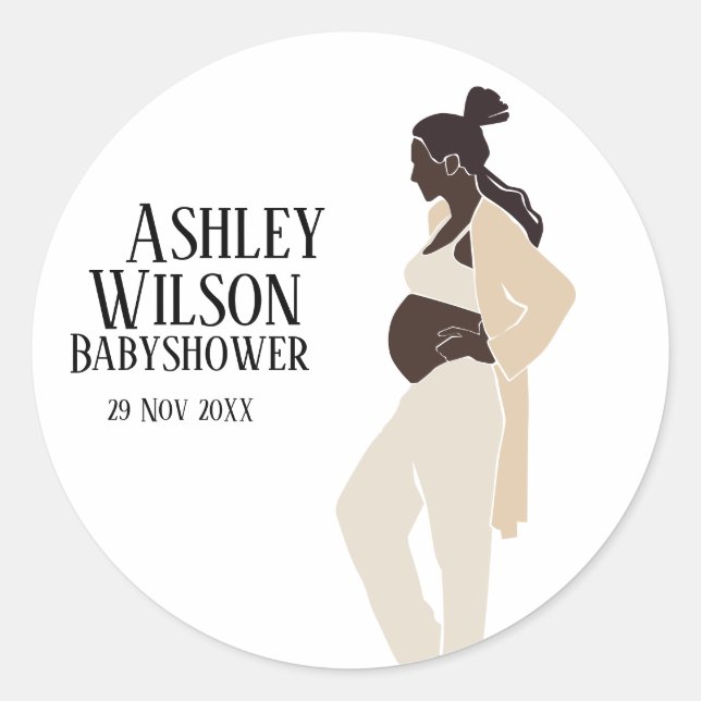 Pregnancy Baby Shower Style Classic Round Sticker (Front)