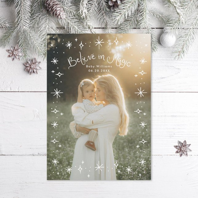 Pregnancy Believe in Magic Maternity Photo Holiday Card (Creator Uploaded)