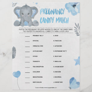 Pregnancy Candy Match [Baby Elephant [Blue]] Custom Letterhead