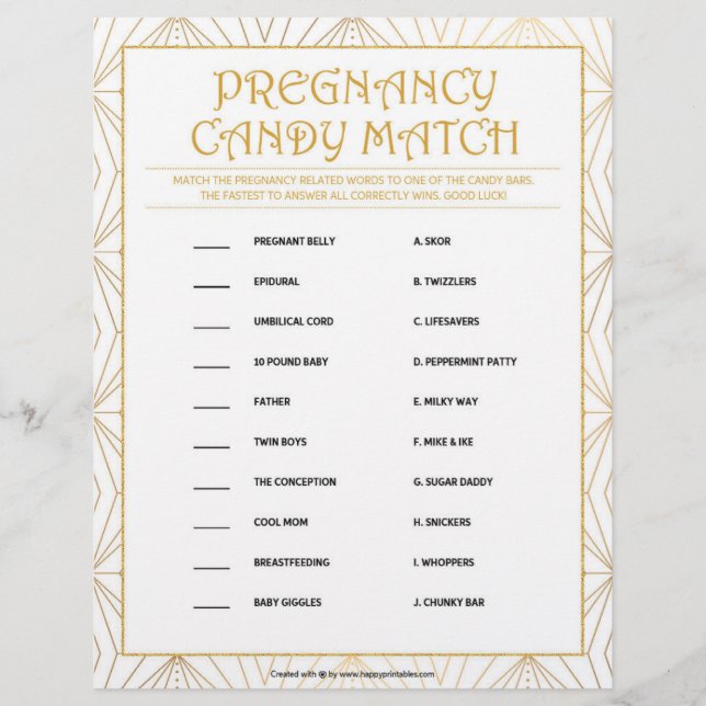 Pregnancy Candy Match [Golden Lines] Custom Letterhead (Front)