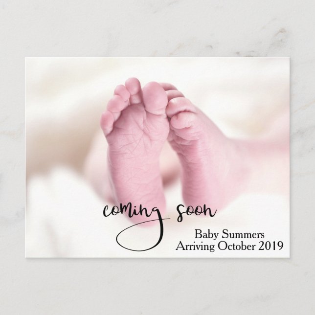 Pregnancy Child Coming Soon Announcement Feet Postcard (Front)