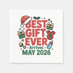 Pregnancy Christmas Best Gift Ever Arrives May 202 Napkin