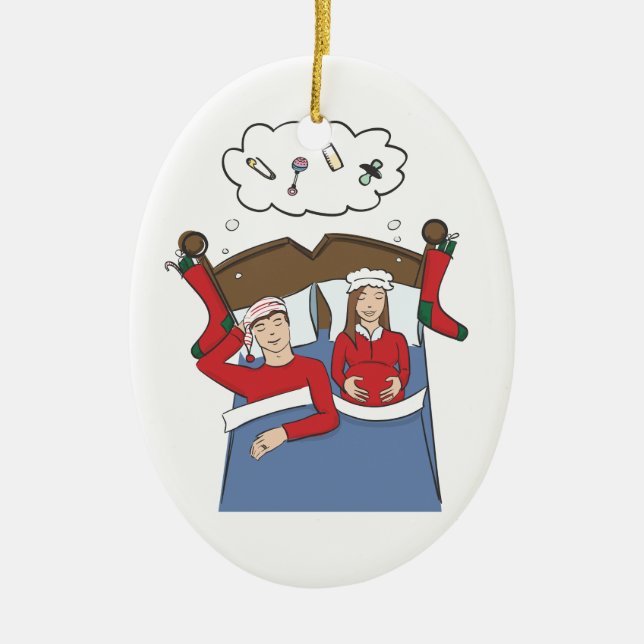 Pregnancy Christmas Ornament Silent Nights Brown (Front)