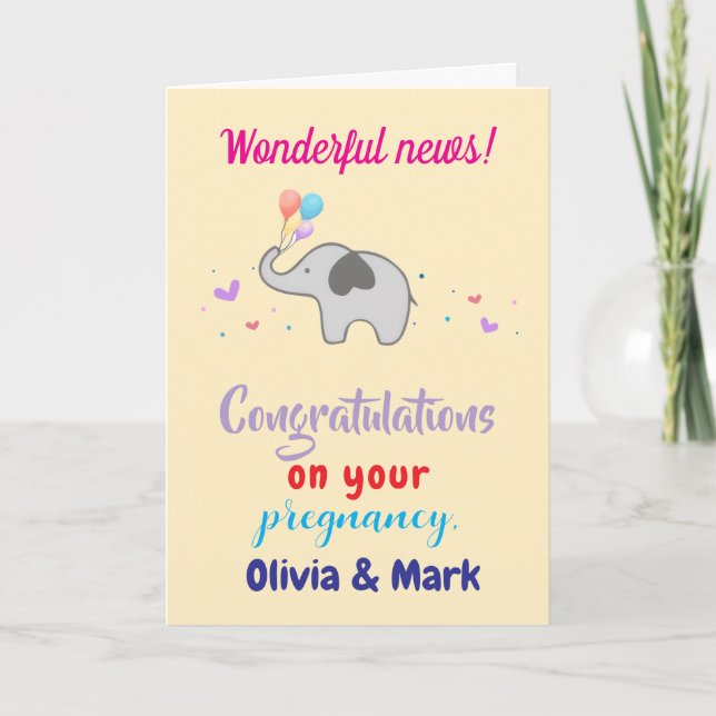 Pregnancy Congratulations w. Custom Message,   Card (Front)