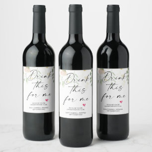Pregnancy Drink This For Me Baby Reveal Floral Wine Label
