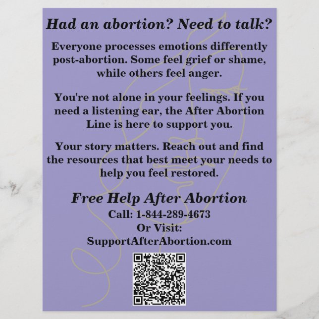 Pregnancy Help/After Abortion Care Flyer (Back)