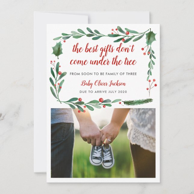 Pregnancy Holiday Announcement | Modern Photo (Front)