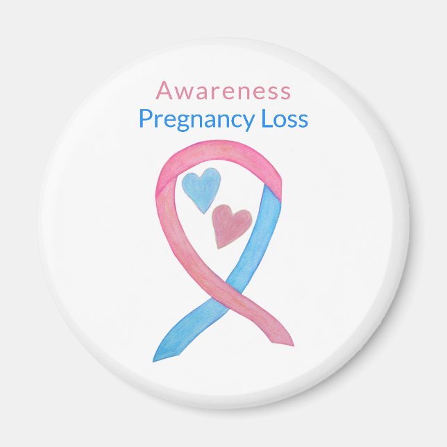 Pregnancy Loss Awareness Ribbon Heart Art Magnet (Front)