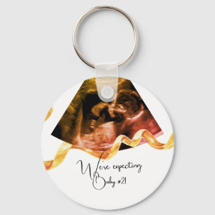 Pregnancy New Baby Ultrasound Sonogram Photo Key Ring