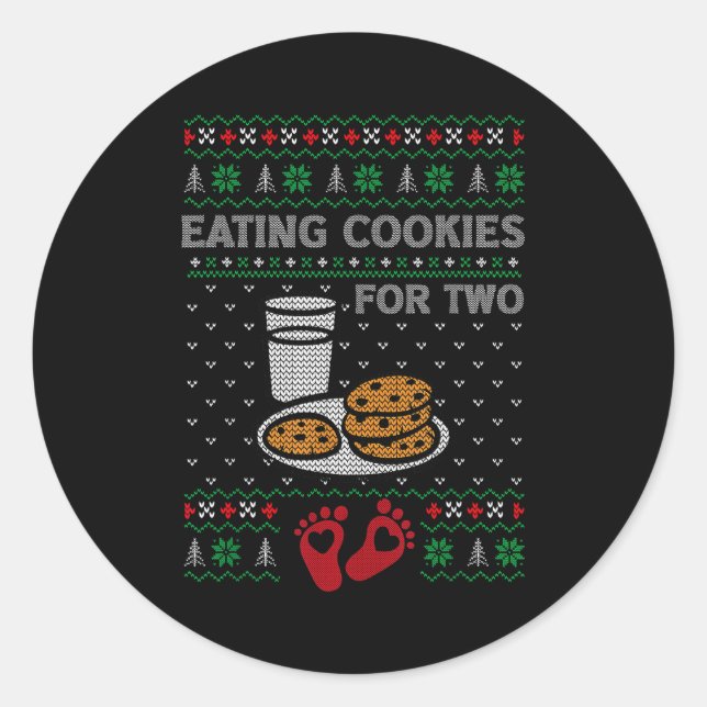 Pregnancy New Mom Baby Pregnant Christmas Matching Classic Round Sticker (Front)