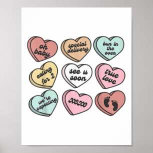 Pregnancy New Mum Candy Heart Cute Valentines Baby Poster