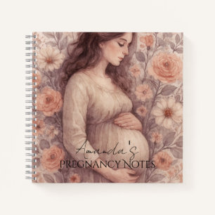 Pregnancy Notes, White Pregnant Woman Notebook