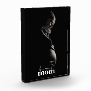 Pregnancy Photo Block Gift Modern Becoming Mum