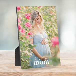 Pregnancy Photo Gift Modern Stylish Becoming Mum Plaque